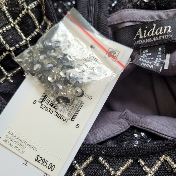 Aidan By Aidan Mattox Dress Beaded Halter Mini Silver Black Sequin Size … - Picture 12 of 14